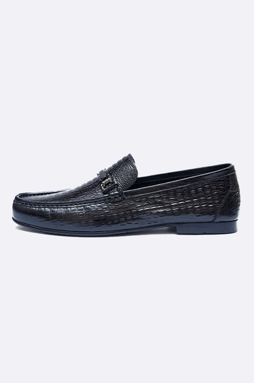 1697 BKA Black Snake Leather Moccasin