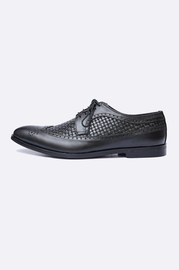 1326 BKA Black Texture Lace Up