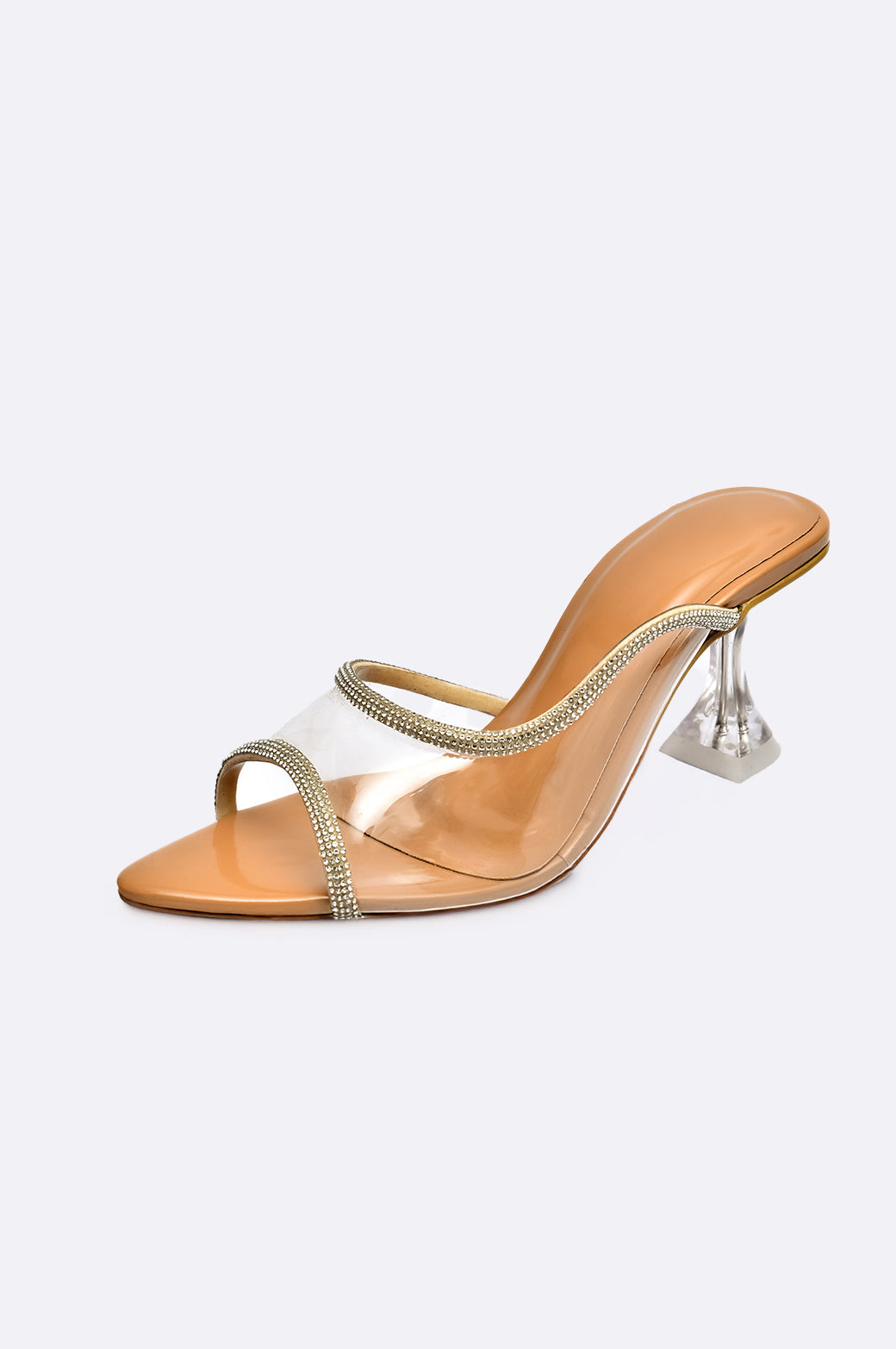 Transparent leather heels with crystal straps and flared lucite heel – Paolo Rossi