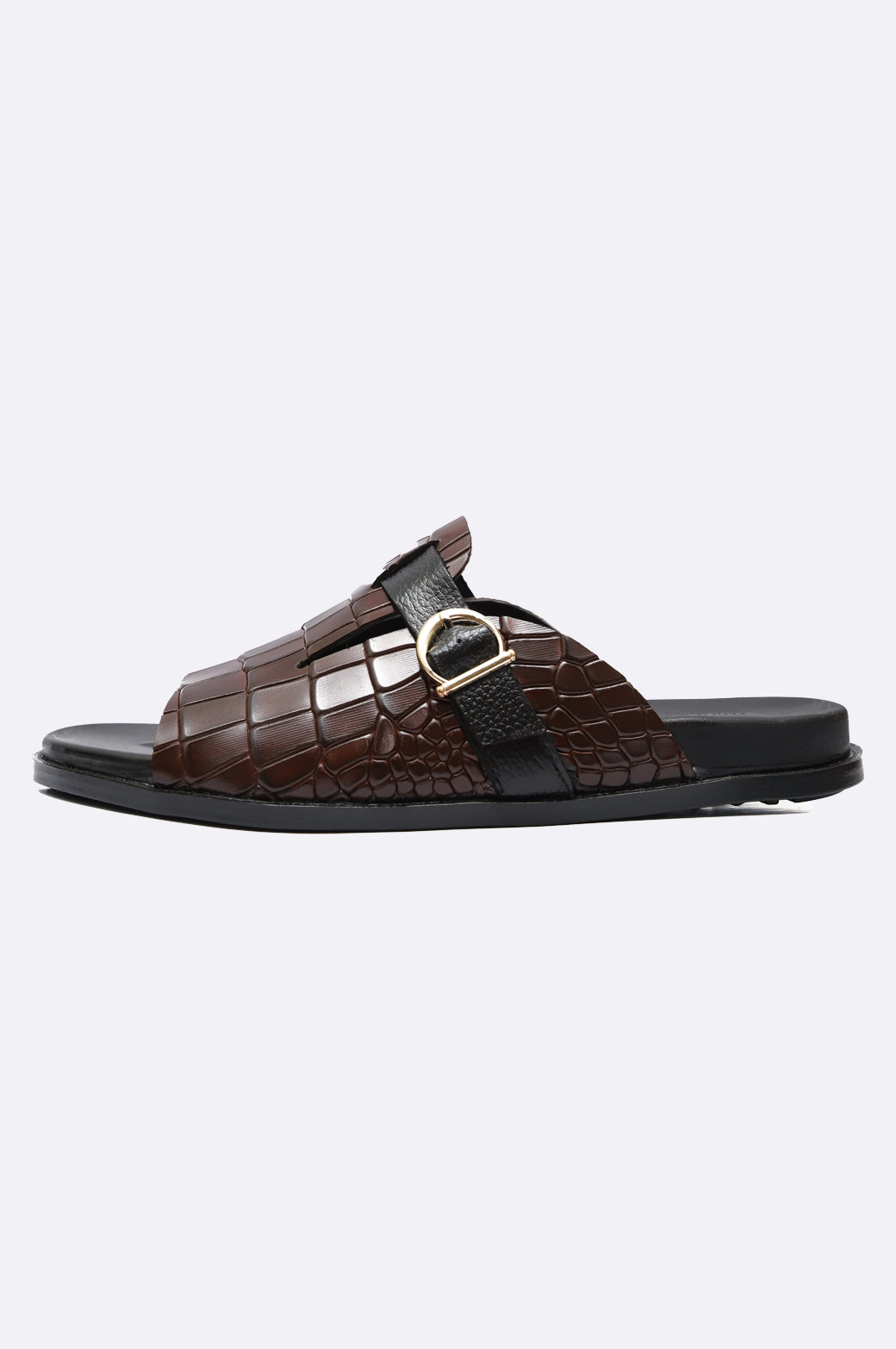 Crocodile Texture Leather Slippers for Men Paolo Rossi