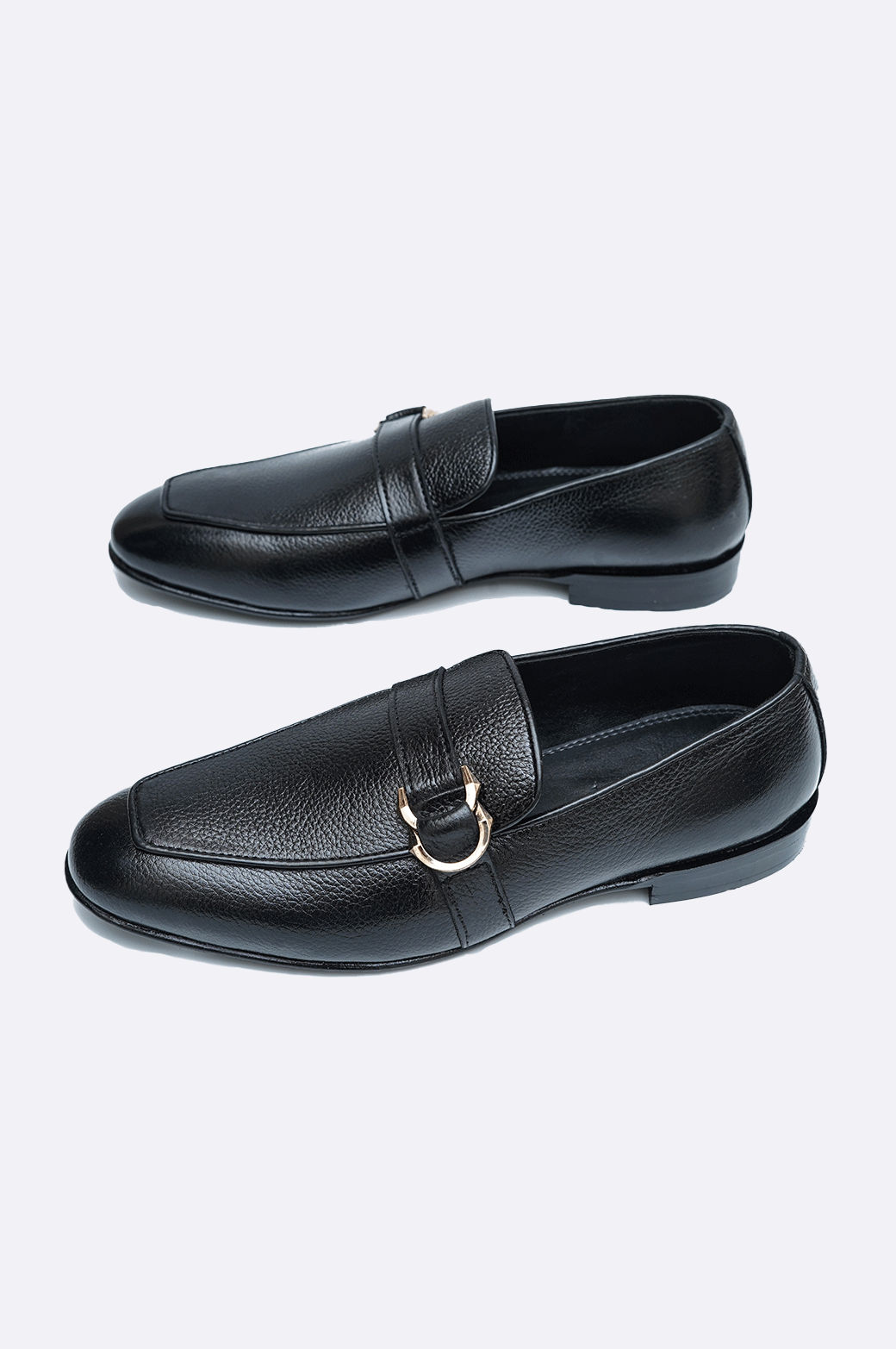 Black Leather Bit Loafer Golden Elegance