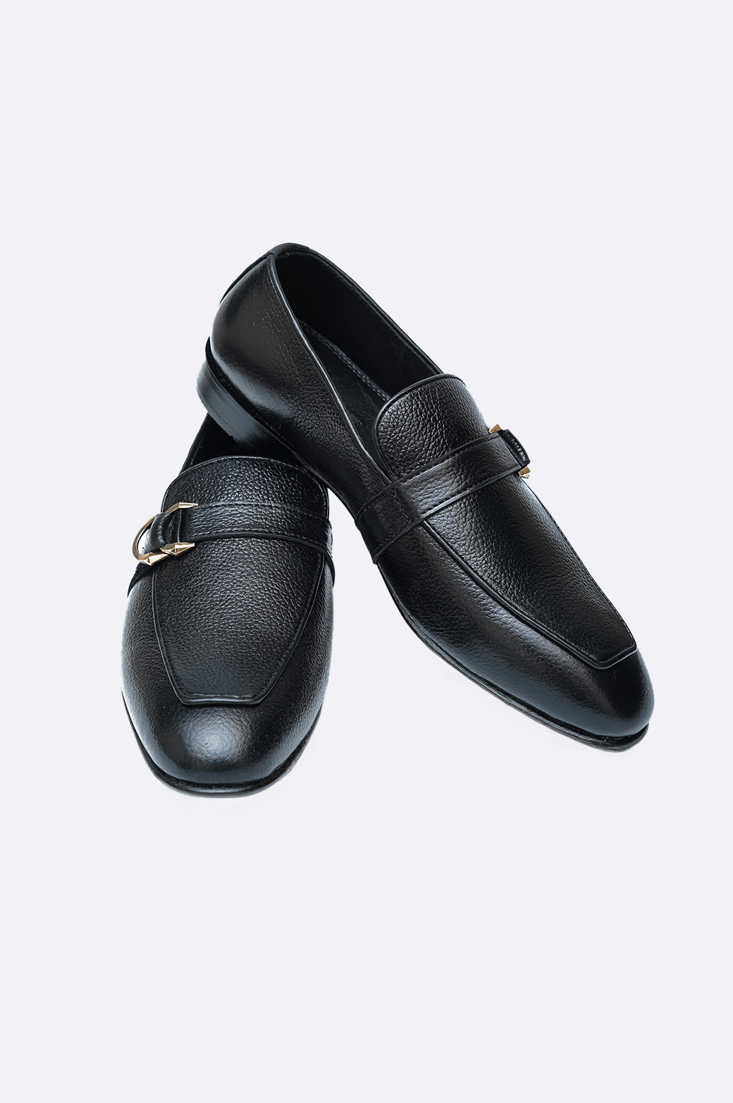 Black Leather Bit Loafer Golden Elegance