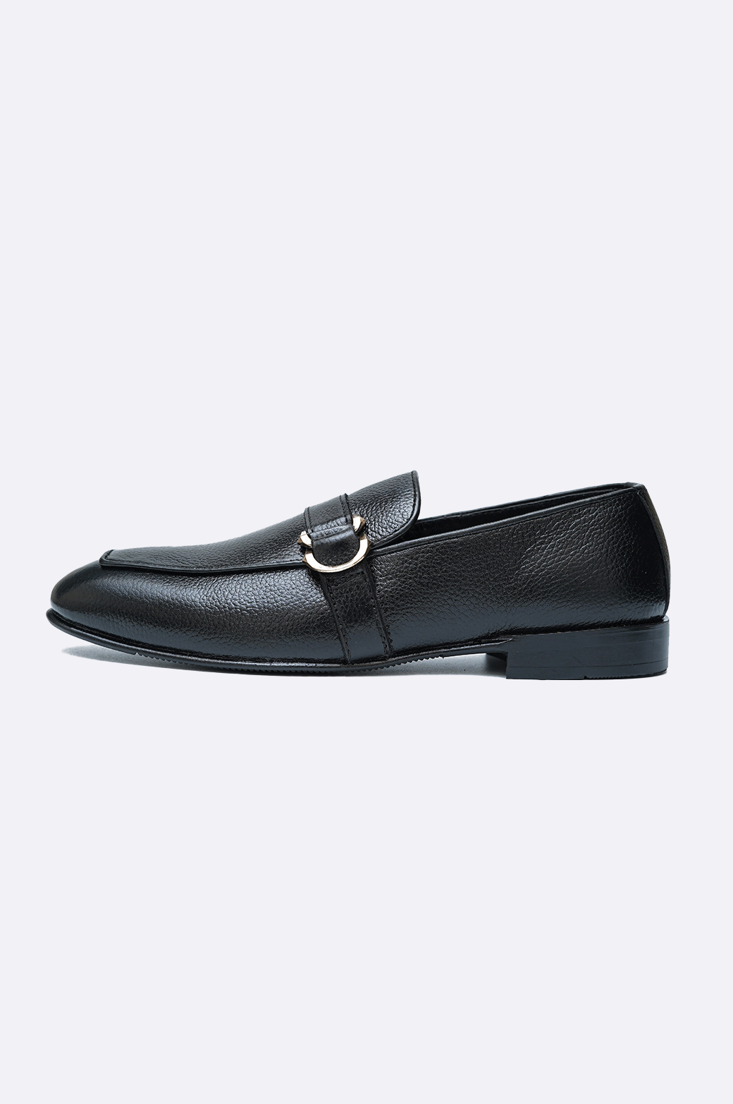 Black Leather Bit Loafer Golden Elegance