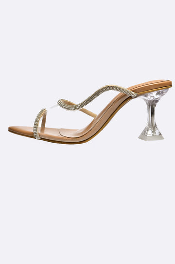 Transparent leather heels with crystal straps and flared lucite heel – Paolo Rossi