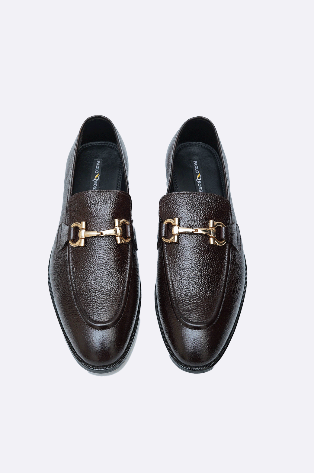 Men’s Brown Leather Loafers with Gold Bit, Paolo Rossi Handcrafted