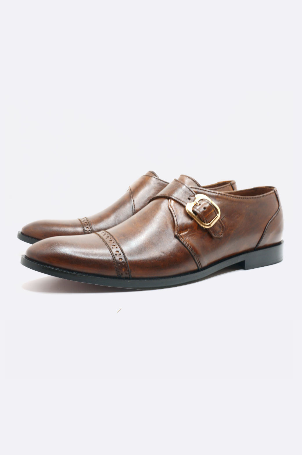 1406 BRAC Brown Leather Monk Strap Shoe