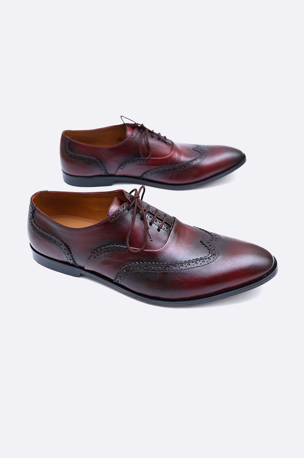 Men's Brown Leather Wingtip Oxford Shoes | Paolo Rossi Men's Brown Leather Wingtip Oxford Shoes | Paolo Rossi