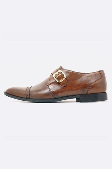 1406 BRAC Brown Leather Monk Strap Shoe