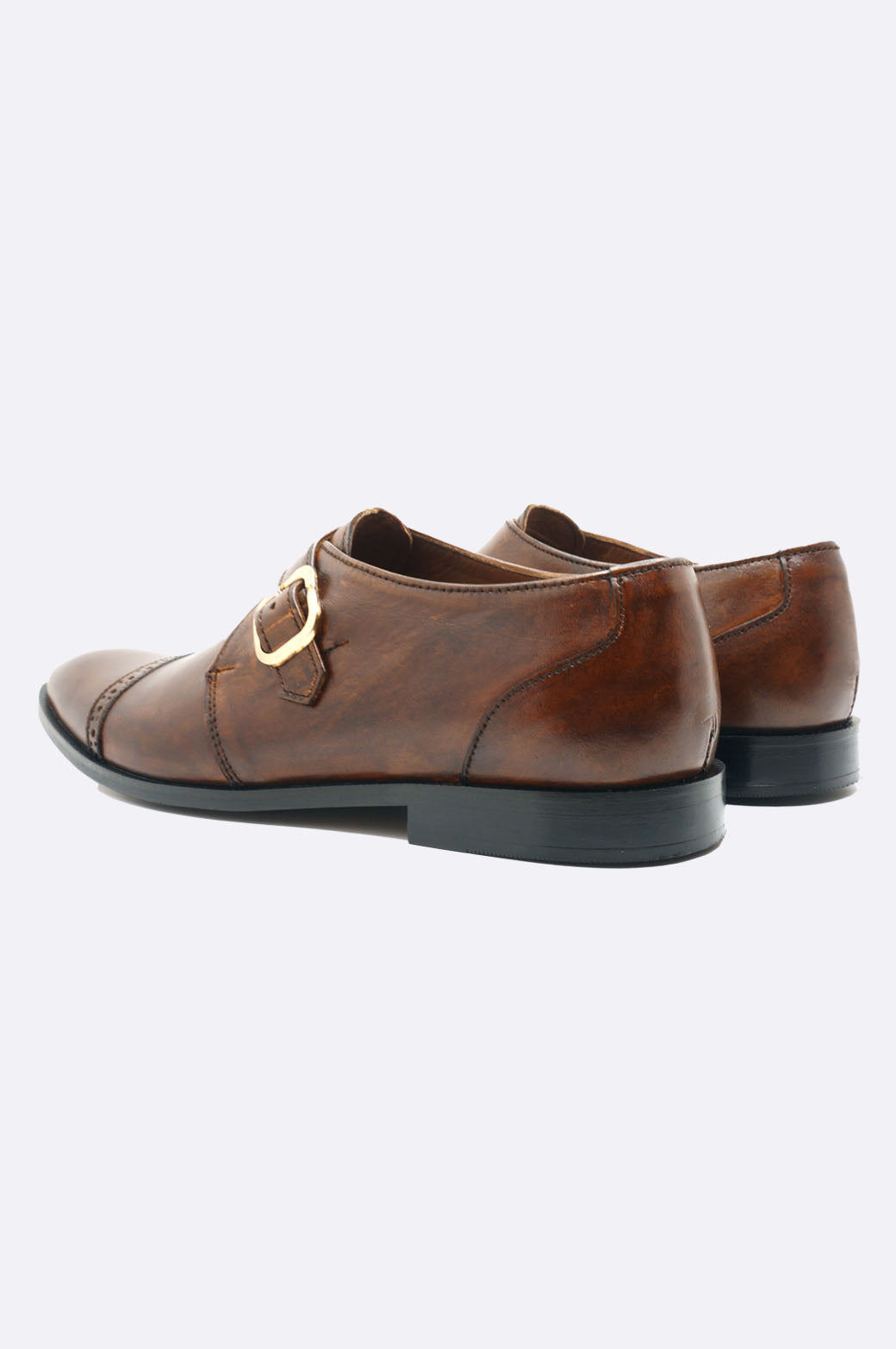 1406 BRAC Brown Leather Monk Strap Shoe