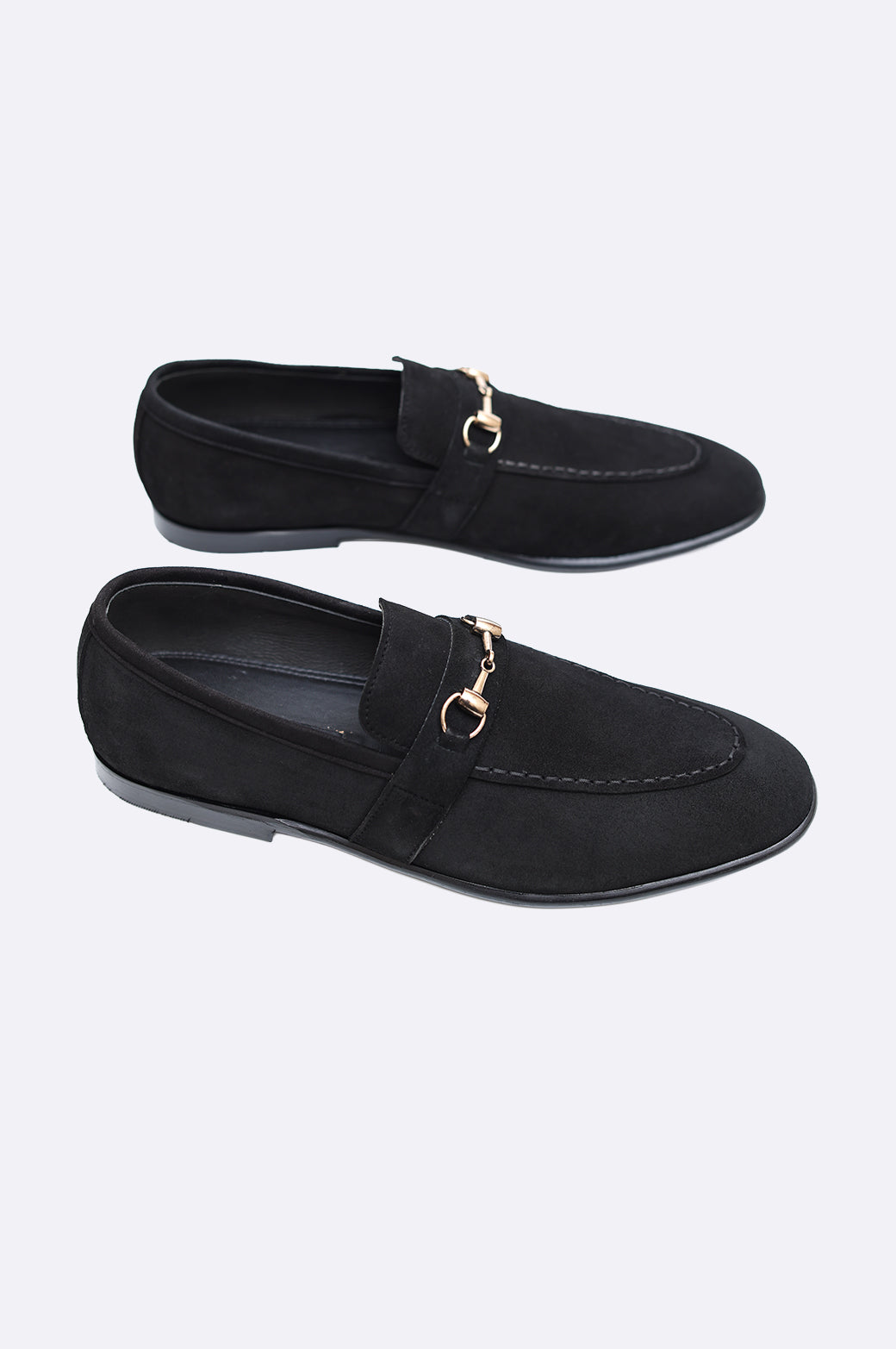 Suede Horsebit Loafers – Onyx Black