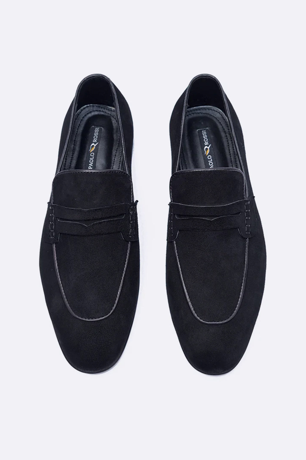 Men's Black Suede Penny Loafers | Elegant Slip-Ons by Paolo Rossi