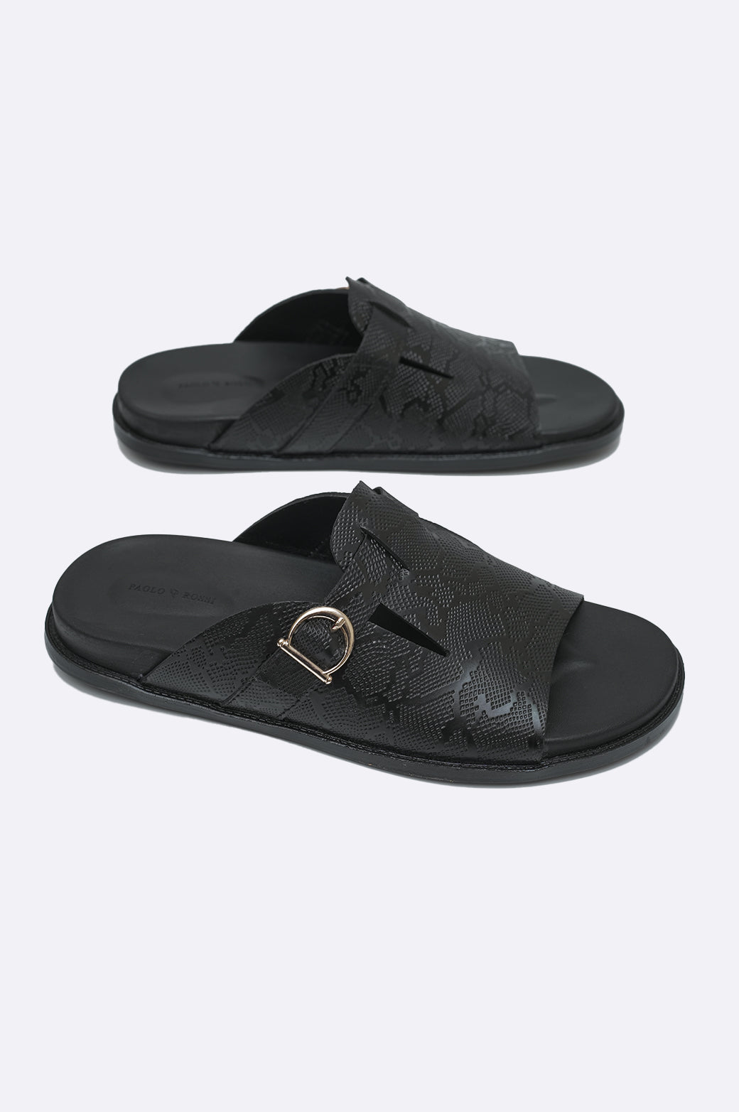 BLACK-TEXTURE-WITH-BUCKLE-HANDMADE-SLIPPER