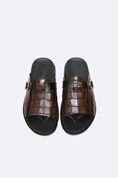 3130 MRA Maroon Croc-Embossed Slipper