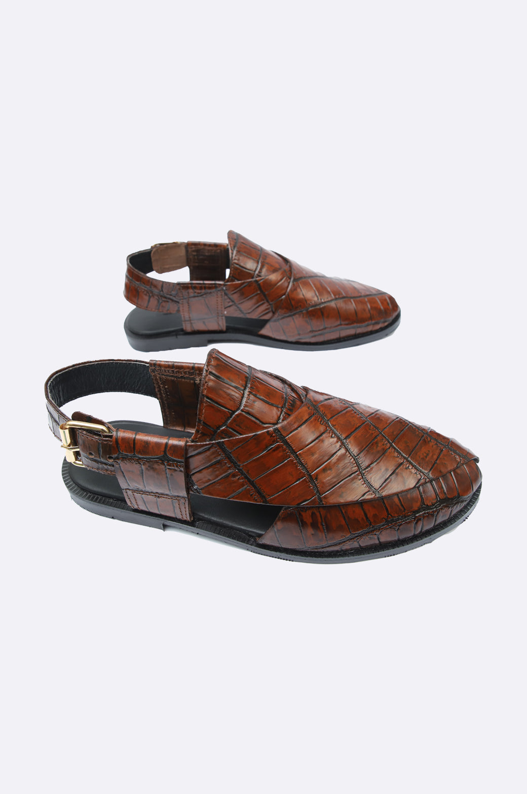 2150 BRA Brown Croc Leather Sandal