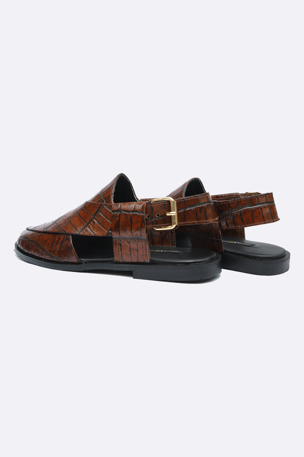 2150 BRA Brown Croc Leather Sandal