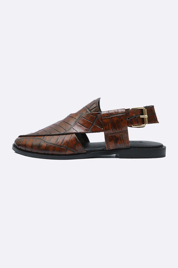 2150 BRA Brown Croc Leather Sandal