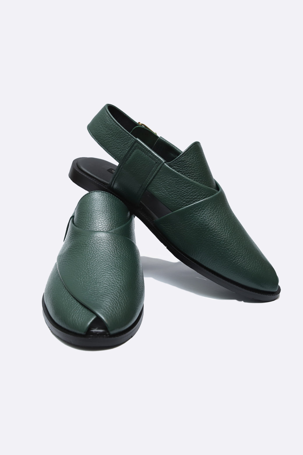 Green Handmade Leather Peshawari Sandals for Men