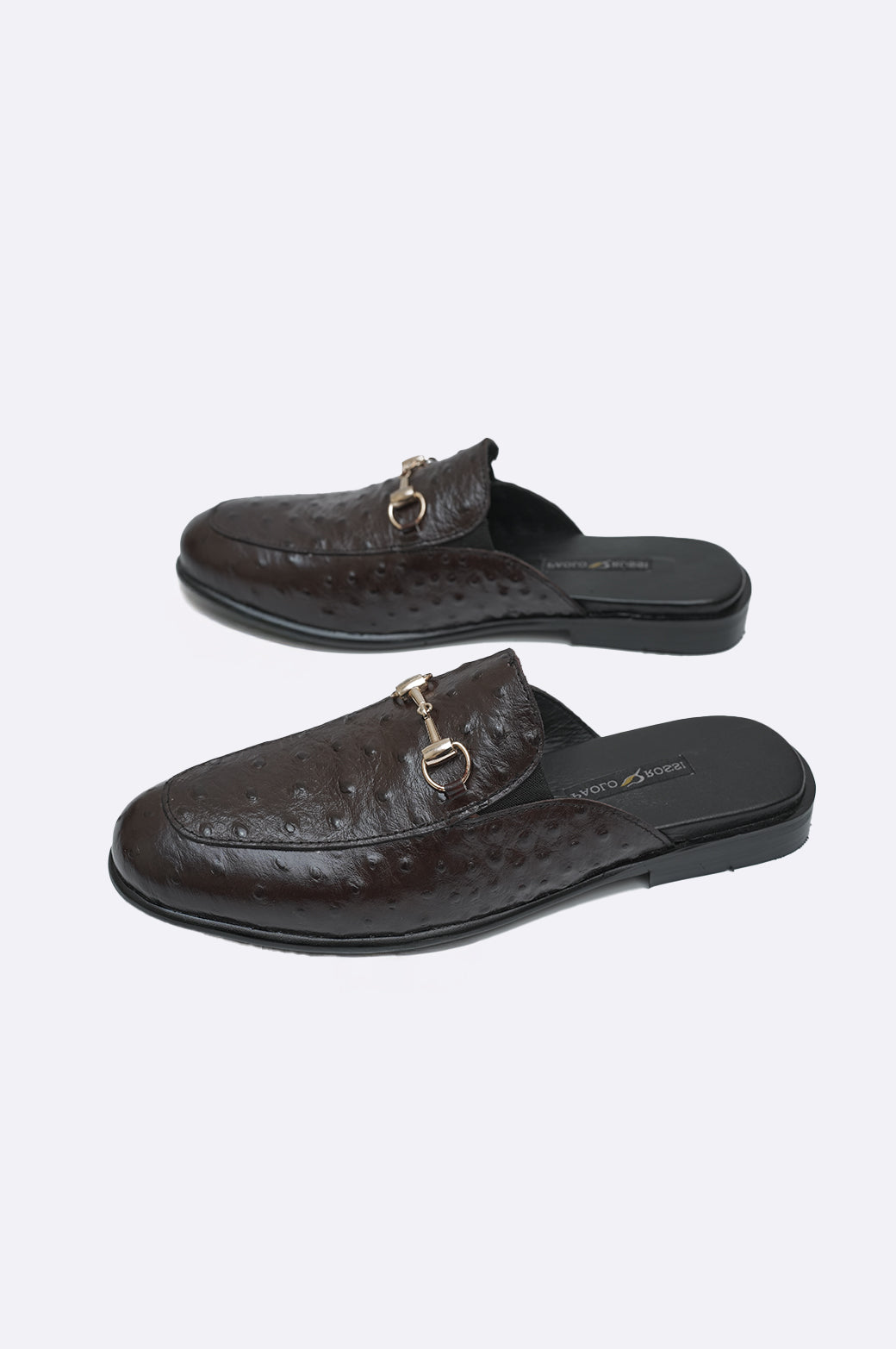 brown croc mule with buckle