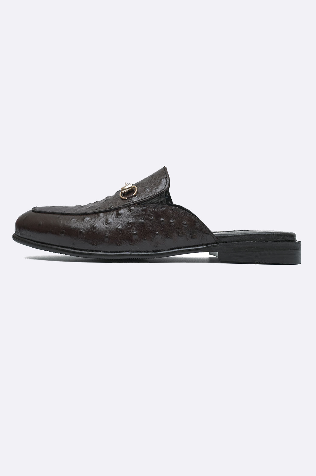 brown croc mule with buckle