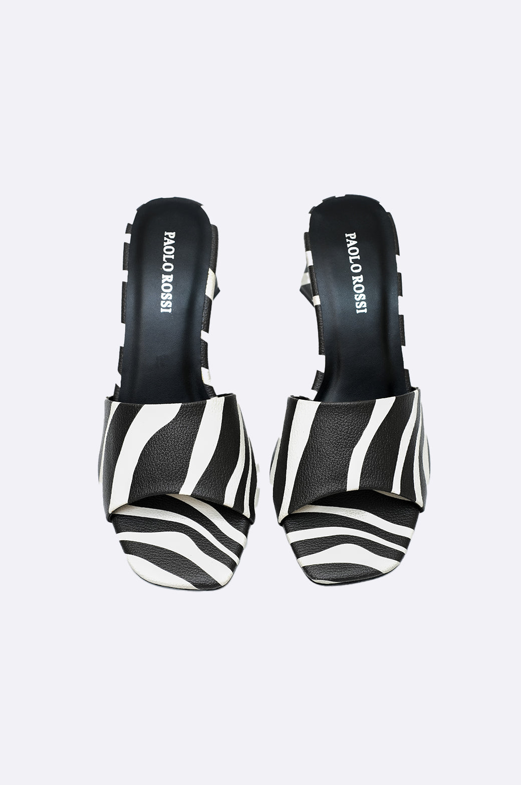 Handmade zebra print sandals by Paolo Rossi, featuring stylish block heel for a chic, confident look.