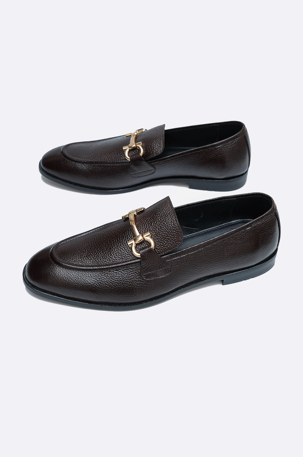 Men’s Brown Leather Loafers with Gold Bit, Paolo Rossi Handcrafted