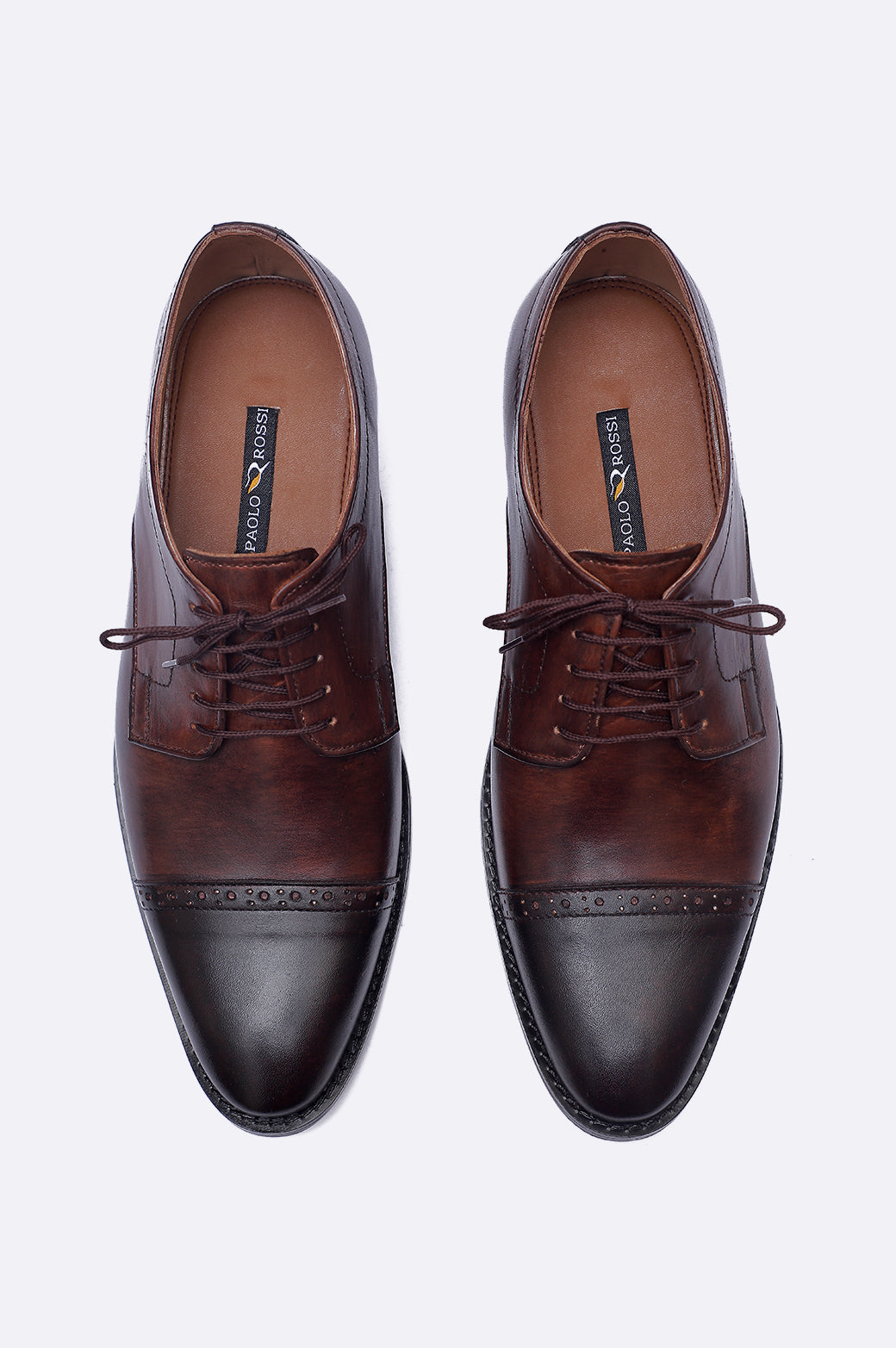 Men's Two-Tone Oxford Brogue | Brown Dress Shoes by Paolo Rossi